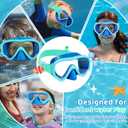 Vvinca Kids Swim Goggles with Nose Cover, Snorkel Diving Mask Fabric Strap Anti Fog Anti Shattered Lens Goggles for Kids 06-Blue Green