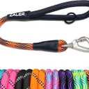 ZALER Short Dog Leash, 18 Inches Rope Traffic Leashes for Dogs, Reflective Dog Lead with O-Ring, Heavy Duty Pet Leash for Large and Medium Dogs (18'' Black Orange)