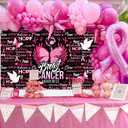 MEHOFOND Breast Cancer Awareness Black Pink Backdrop Pink Ribbon Party Banner Love Hope Faith Strength Home Office Party October Breast Cancer Month Decorations 5.9x3.6ft