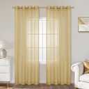 KOUFALL Gold Curtains 84 Inch Length 2 Panels Set,Sheer Dark Bronze Grommet Window Treatments Luxury Curtains Drapes for Living Room