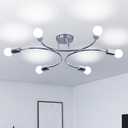 FRIXCHUR 6-Light Sputnik Chandelier, Sliver Mid-Century Modern Semi Flush Mount Ceiling Light, Metal Fixture With E26 Sockets For Bedroom, Living Room, Kitchen, Bulbs Not Included, Silver