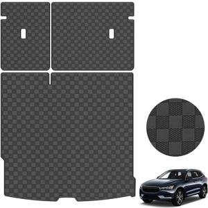 Cargo Liner & Backrest Mat Fit for 2018-2025 Volvo XC60 Leather Trunk Mat Back Seat Cover Protector - All Weather Protection PU Leather Cargo Mats and Backrest Mat XC60 Accessories