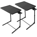 HUANUO Adjustable TV Tray Set of 2 - TV Dinner Tray on Bed & Sofa, Comfortable TV Tray Table with 6 Height & 3 Tilt Angle Adjustments (2 Pack)