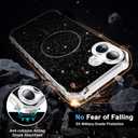 TEECOVER for iPhone 16 Case 6.1-Inch, [Clear Wavy Border][Sparkly Glitters][Fit for MagSafe] Shockproof Cute Slim Fit Magnetic Phone Case for Women & Girls - Black