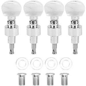 4 String Banjo Tuning Pegs, 4Pcs Banjo Geared Machine Anti- Zinc Alloy Banjo Keys Machine Heads with Pearl Buttons, Banjo Tuning Machines (Silver)