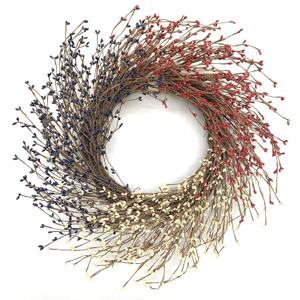24 Inch Summer Patriotic Wreath for 4th July, Independence Day Wreath Pip Berry for American Farmhouse Grapevine Front Door Wall Window Decoration Home Dcor
