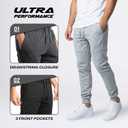 Ultra Performance 3 Pack Fleece Active Tech Joggers for Men, Men's Sweatpants with Zipper Pockets (XL)