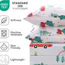 JSD Red Cars Christmas Kids Sheet Set Twin Size, 3 Piece Soft Holiday Printed Microfiber Bed Sheets Deep Pocket
