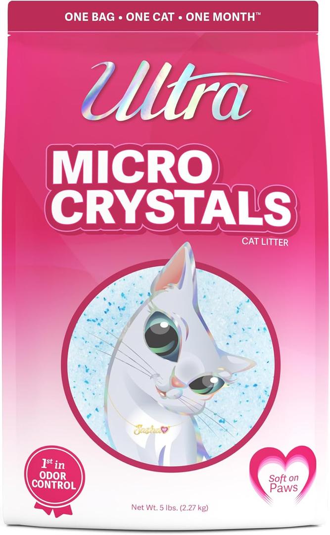 Ultra Micro Crystals Cat Litter - 99.9% Dust Free, Soft on Paws, Fragrance Free - 5 Lbs. (5-Pound Pouch)