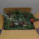 Christmas Garland Flocked 9ft with 50 Lights, Christmas Decor with Pine Cone Red Balls & Berries 50 Light Timer for Mantle Staircase Indoor and Outdoor
