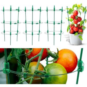 18 Inch-4 Pack Adjustable Tomato Cages, 3 Adjustable Rings Plant Support Garden Trellis for Tomatoes, Cucumbers, Vegetables, Flowers, Roses & Climbing Vines (17.7 IN)