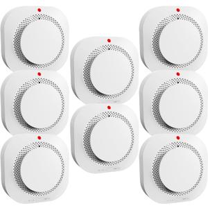 Smoke Detectors for Home,Photoelectric Wireless Fire Alarms Replaceable Battery Powered,Portable Smoke Alarm with Test/Mute Button,Attic Smoke Detector,8 Pcs