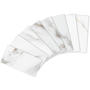 Yipscazo Peel and Stick backsplash 3 x 6 Inches 3D PVC Composite Wall Tile Stick on Backsplash Tile for Kitchen Bathroom, Laundry Room, Fireplace (Glossy White, 160 Pieces)