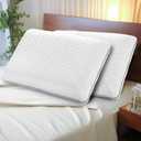 Gel Memory Foam Pillows for Sleeping- Standard Size -1-Pack - Medium Plush Feel - Neck and Shoulder Support - for Back-Side- Stomach Sleepers - Bed Pillows (White/Gray edge-4inch)