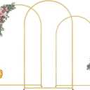 VEVOR Arch Backdrop Stand, 8Ft,7.2Ft&6.6Ft, Set of 3 Balloon Metal Arch Stand for Ceremony, Gold Wedding Arch Backdrop Stand, Fit for Birthday Party, Baby Shower, Graduations, Holiday