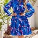 BTFBM Women Fall Dresses 2026 Floral Long Sleeve Mini Boho Dress (S)