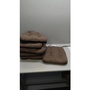 Chair Cushions for Dining Chairs Set of 6, Kitchen Chair Cushions, Chair Pads with Ties and Non Slip Backing, Tufted Memory Foam Seat Cushion 6 Pack, 15.5" x 15.5" x 4", Brown