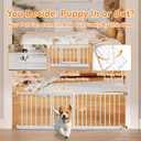 YZHDUXIU 14" Height Short Dog Gate Adjustable18-48" Extra Wide Dog Gate with Small Cat Door,Pet Gate with 4 Extension Kits Pressure Mounted for Doorways & Stairs(White, 14" Height)