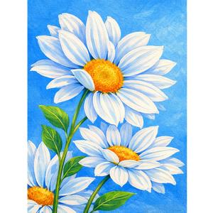 4 x YOMEIA Diamond Painting Kits for Adults,White Daisy Landscape Diamond Art Kits 5D Full Drill Round Gem Art, DIY Diamond Crafts Paint by Diamonds for Home Wall Decor, Gifts for Beginners 12x16 Inch