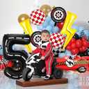 2 x Race Car Balloons - Checkered Balloons Lightning Bolt Balloon Tire Balloon for 5th Cars Birthday Decorations - Race Car Birthday Party Decorations