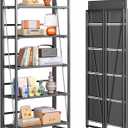 4NM No Assembly Folding Bookshelf, 5-Shelf 62.2" H Collapsible Foldable Bookcase Storage for Small Spaces, All Black