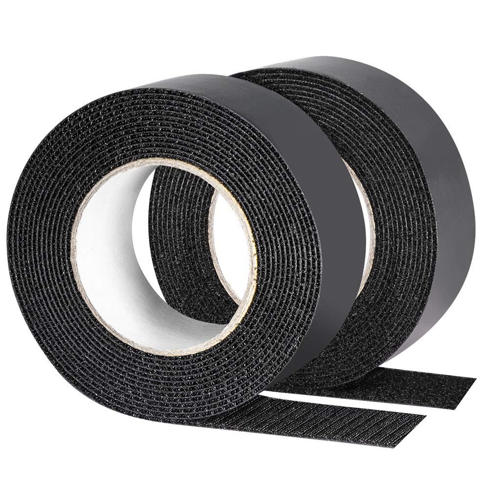 TORRAMI Self Adhesive Hook Loop Tape Roll 2 Inch Wide X 5 Yard Length Black,Double Sided Sticky Heavy Duty Fastener Strips