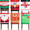 Boao 6 Pcs Christmas Themed Chair Covers Xmas Chair Decorations Christmas Slipcovers for Xmas Party Dining Home Decor