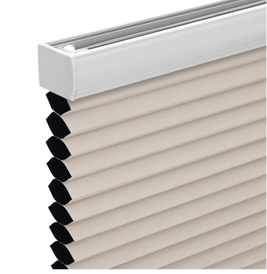 Changshade Cordless Cellular Shades, Light Filtering Honeycomb Shades for Windows, Pull Down Pleated Blinds, Easy to Install for Indoor Windows and French Doors,33.5" W x 64" H, Beige