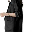 IDEALSANXUN Womens Linen Blazer Casual Long Sleeve Lightweight Spring Summer Jackets, Medium