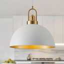 15.74" Industrial White Large Pendant Light Matte Finish Metal Light Fixture Farmhouse Hanging Light for Kitchen Island Dining Room Hallway
