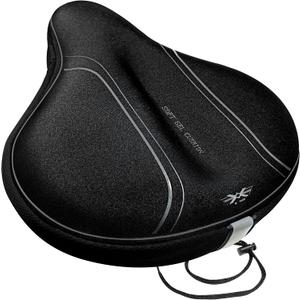 X WING Bike Seat Cushion, Gel Padded Bicycle Seat Cover for Men & Women Comfort, Ultra-Soft Saddle Cushion, Wide Bike Seat Cover Fits with Peloton, Exercise, Stationary, Indoor Outdoor (12" x 11")