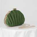 QWINEE Women's Shell Shaped Clutch Purse Ruched Mini Crossbody Bag Elegant Evening Handbag with Chain Strap