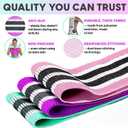 Fabric Resistance Bands for Women & Men 3 Durable Exercise Bands for Working Out, Non-Slip & Non-Pinching Workout Bands Multiple Resistance Levels Booty Bands for Legs Butt Glutes Hips Abs & More. (Pink, Purple, Aqua, )