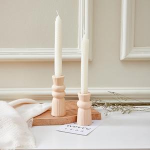 Denique Ceramic Candle Holders Set of 2, Creative Modern Knot Candlestick Holder Set, Table Centerpiece Taper Candle Holders Desktop Decoration for Home Decor, Wedding, Dinning, Party (Beige)
