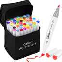 Caliart Alcohol Based Markers, 52 Colors Art Marker Set Fine & Chisel Dual Tip, Permanent Colored Pens for Adults Artists Coloring Book Illustration Sketch Lettering Drawing Cards Planner (52 Count (Pack of 1))