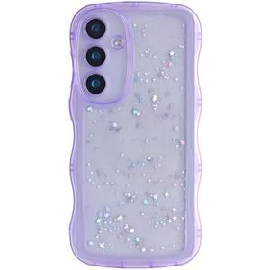 Set of 2 pack, GUNPRIO Glitter Case for Galaxy S25 Ultra, Cute Wave Frame Curly Shape Sparkly Shiny Cover, Samsung Galaxy S25 Ultra Bling Cover Stylish Durable Protective Case for Girls Women, Purple