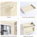 Storage Boxes with Lids - 4 Pack Fabric Clear Window Storage Bins, Large Decorative Storage Bins with Handles, Linen Closet Organizer for Clothes, Towel, Blanket, Beige