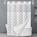 No Hook Striped Shower Curtain with Snap in Liner Set - Hotel Shower Curtain and Liner Set with See Through Mesh Top Window,Machine Washable, 71x74 INCH - Black & White Herringbone