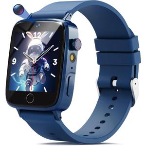 Kids Smart Watch for Boys, Kids Watch with 1.54" Touch Screen, Music Player, Learn Card, 10 Audiobooks, 26 Puzzle Games, Toddler Toys Watches for Kid Christmas Birthday Gifts (Blue)