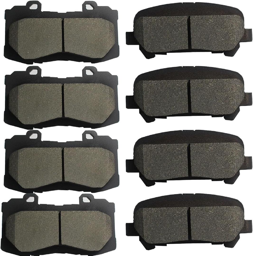SIPAUTEC-Front & Rear Carbon Fiber Ceramic Brake Pads Compatible with Chevy Colorado GMC Canyon 2015-2020 | OEM Fitment | Low Noise | Dust Free | 8 Brake Pads