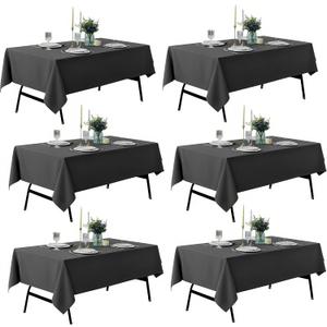 6-Pack 60x60 inch Grey Table Cloths, Solid Stain and Wrinkle Resistant Tablecloth, Premium Plain Weave Polyester Fabric Rectangle Table Linen Covers for Hotel, Banquet