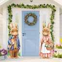 Crtiin 2 Pieces Easter Yard Signs with Stakes 39 Inch Large Bunny Lawn Decorations Outdoor Waterproof Easter Lawn Stakes for Garden Yard Party Decorations