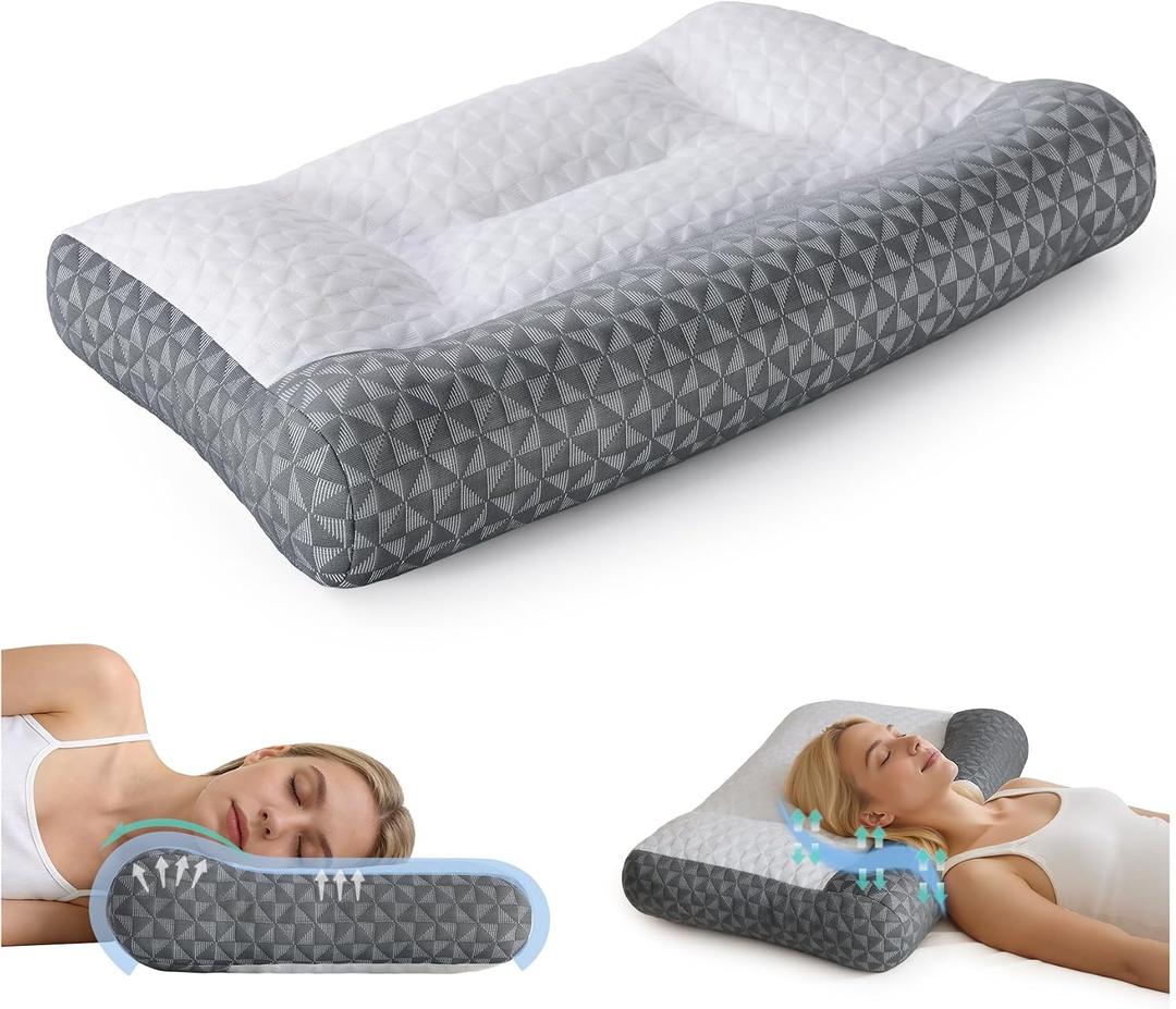 Cervical Neck Pillow for Sleeping - Ergonomic Side Sleeper Pillows for Pain Relief, Contour Cervical Pillow for Neck Support, Orthopedic Memory Foam Pillows for Side Back Stomach Sleepers (26x15)