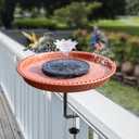 Deck Mounted Bird Bath,Solar Bird Bath Fountains for Hummingbirds,Adjustable Metal Weather Resistant Durable Deck Bird Bath Holder for Outdoor Railings, Garden, Patio Deck
