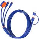 Travel Essentials 3 in 2 Multi Charging Cable 100W USB A/C to Dual USB C/for Apple Watch Charging Cable Silicone Fast Charge Compatible with iPhone 17-15 Series iPad MacBook, Type-C Devices 5FT-Blue