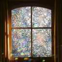 Amiya Rainbow Window Privacy Film Stained Glass Clings, 3D Static Glass Cling Sticker Decorative Home Vinyl Heat Control Anti-UV,23.6x157.5 Inch,Rainbow