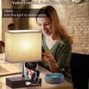 Smart RGB Dimmable Table Lamp Work with Alexa&APP&Remote Control, Bedside Desk Lamp with Charging Ports&Outlet&Phone Stand, Music Sync Nightstand Lamp for Bedroom Living Room Office Dorm