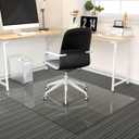 Tempered Glass Floor Mat for Office Chair, 36" x 46" Heavy Duty Hard Office Chair Mat, for Carpeted or Hard Floor, with 4 Anti-Slip Pads, Transparent, 46x36