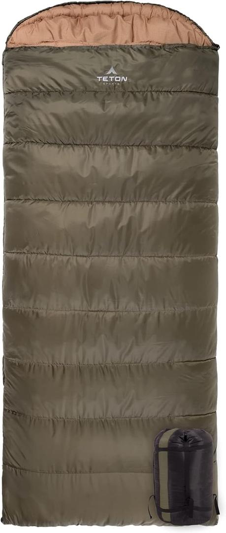 TETON Celsius XL, -25F, 20F, 0F Degree Sleeping Bags, All Weather Warm Sleeping Bag for Adults and Kids, Camping Season, Compression Sack Included (Green (left zip))