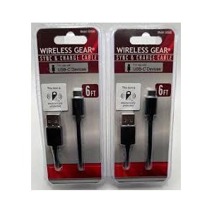 Wireless Gear Sync & Charge Cable 6 ft. 2 Pack